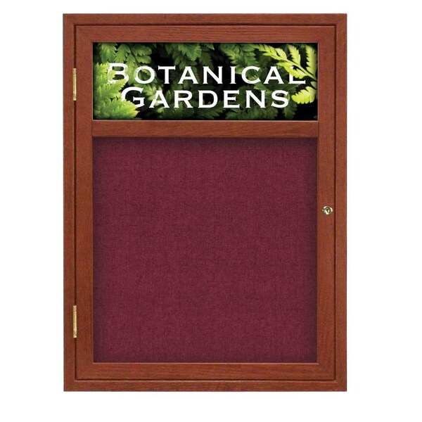 Sliding Glass Door Radius Letterboard, Hdr, 72"x48", Black/Burgundy Vinyl